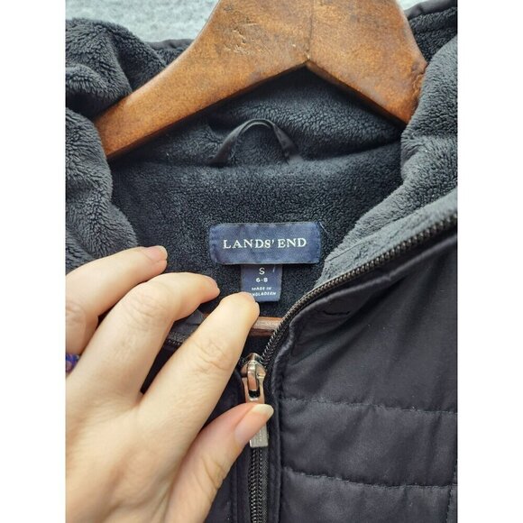 Lands End Womens Insulated Black Jacket Size S Polyester Shell & Lining Zip - Picture 3 of 5